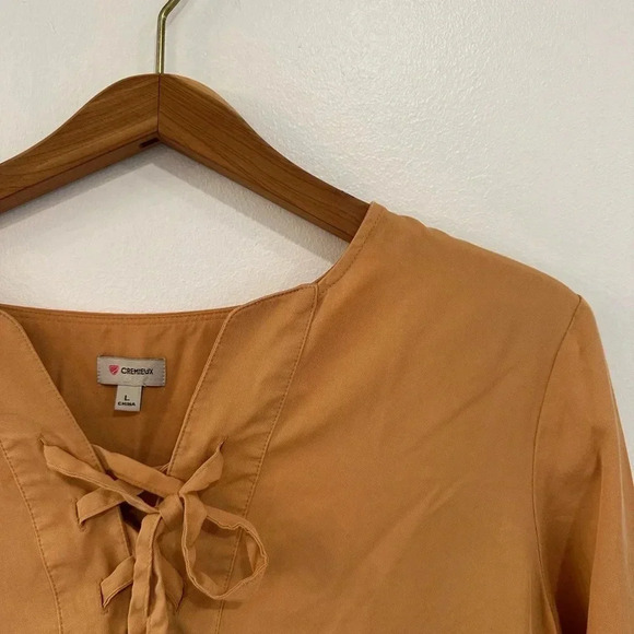 Cremieux 100% Lyocell Tencel Nicole Women’s Blouse Large Mustard - Picture 2 of 6